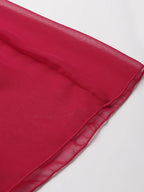 Fuchsia Embroidered Patch Crop Top With Tiered Palazzo Saree Fusion Women Co-Ord Set