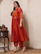 Multi Colour Embroidered Tunic & Palazzo Women Plus Size Fusion Co-Ord Set