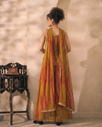 Olive Tie Dye Chiffon Corset Top & Palazzo With Dupatta Women 3 Piece Set
