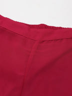 Fuchsia Embroidered Patch Crop Top With Tiered Palazzo Saree Fusion Women Co-Ord Set