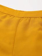 Mustard Embroidered Patch Crop Top With Tiered Palazzo Saree Fusion Co-Ord Set