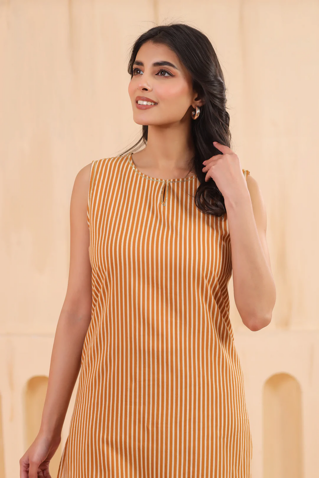 Orange Cotton Printed Designer Kurta Pant Set