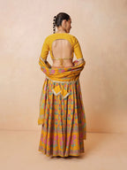 Women Yellow Embroidered Crop Top With Anarkali Skirt & Dupatta
