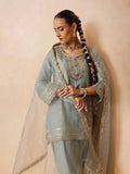 Women Pista Green Embroidered Short Kurta With Farshi Salwar & Dupatta