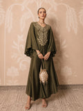 Women Olive Embroidered Kaftan With Flared Pants