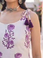White Printed Straight Kurta Set With Dupatta for Women