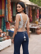 Women Grey Printed Stylish Crop Top