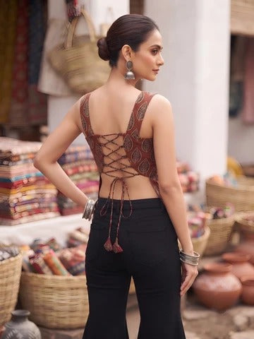 Women Maroon Printed Trendy Top
