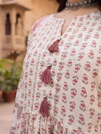 Off White Anarkali Kurta Set With Dupatta for Women