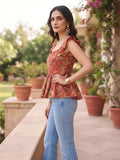 Women Red Printed Stylish Crop Top