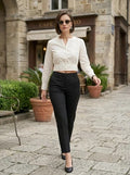 Women Solid Off-WhiteCotton Crop Top