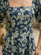 Blue Floral Printed Dress for Women