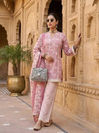 Mauve Printed Straight Kurta Set With Dupatta for Women