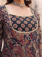 Black Printed Anarkali Kurta Set With Dupatta for Women