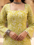 Lime Green & White Sharara Set With Dupatta for Women