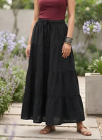 Women Black Solid Flared Skrit