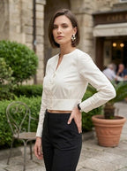 Women Solid Off-WhiteCotton Crop Top