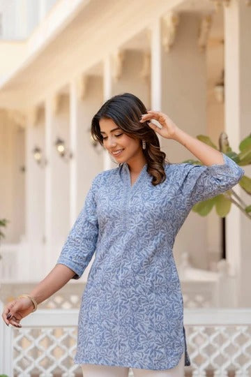 Women Blue Straight Tunic