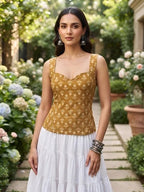 Women Mustard Printed Trendy Top