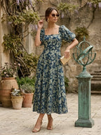 Blue Floral Printed Dress for Women