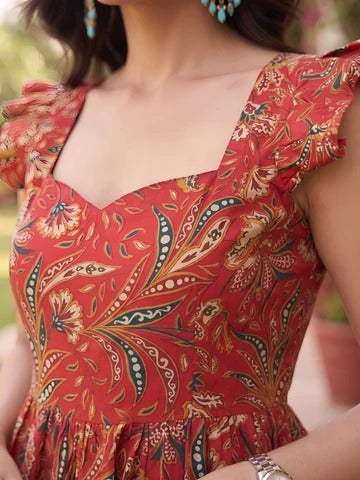 Women Red Printed Stylish Crop Top