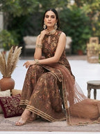 Brownn Printed Straight Kurta Set With Dupatta for Women