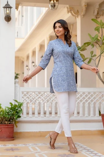 Women Blue Straight Tunic