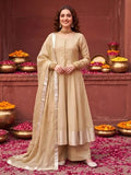 Beige Anarkali Kurta Set With Dupatta for Women
