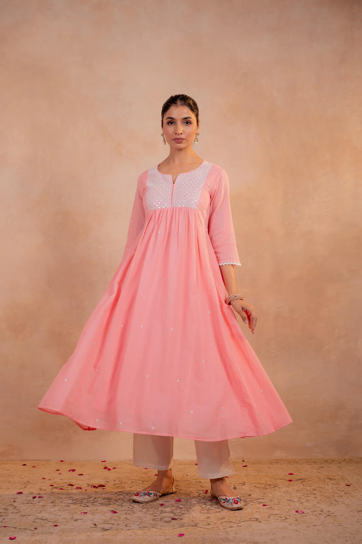 Blush Peach Noor Flared Kurta
