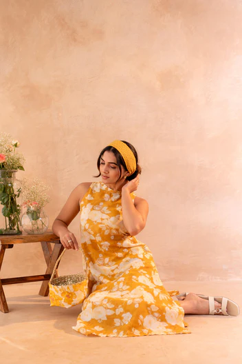 Sunlit Bloom Mustard Kurta And Pant Set