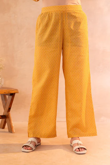 Sunlit Bloom Mustard Kurta And Pant Set