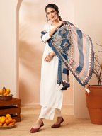 Janasya Women's Off White Rayon Solid Straight Kurta Set