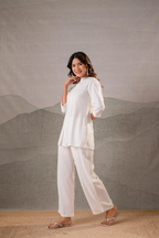 Cotton Bloom White Embroidered Co-Ord Set