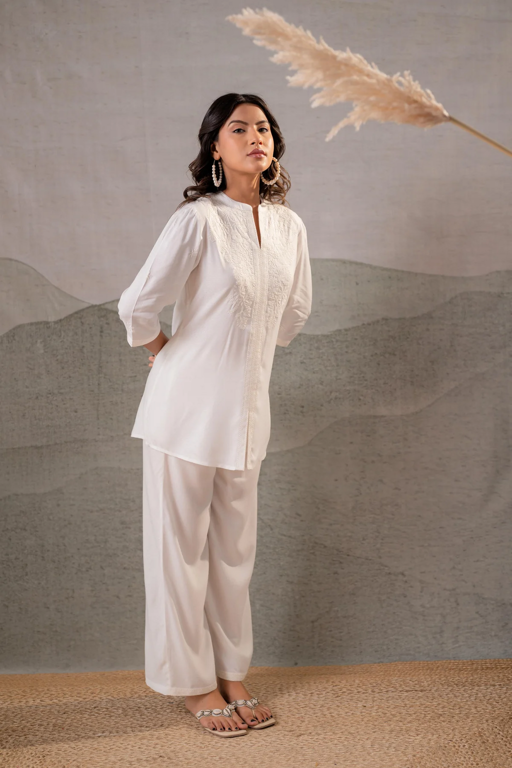 Cotton Bloom White Embroidered Co-Ord Set