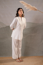 Cotton Bloom White Embroidered Co-Ord Set