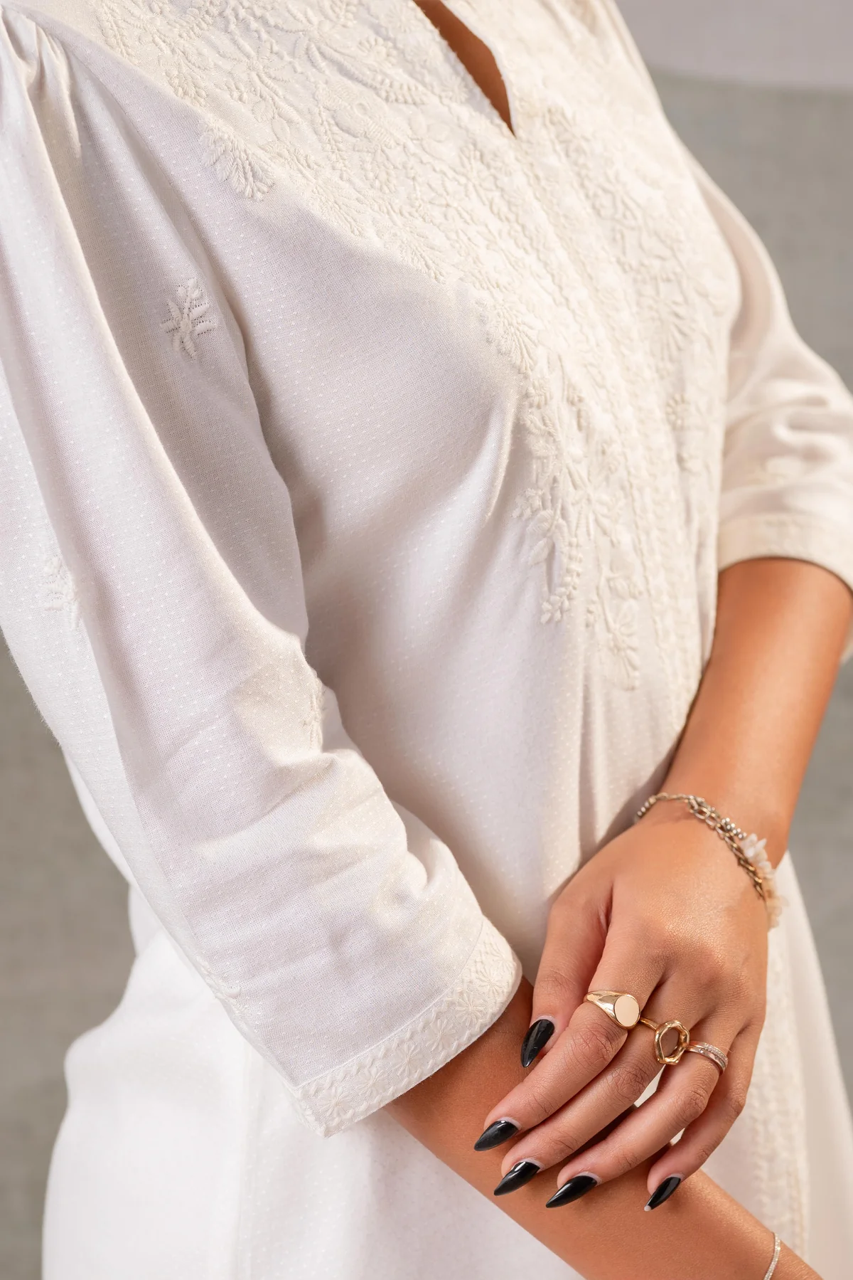 Cotton Bloom White Embroidered Co-Ord Set