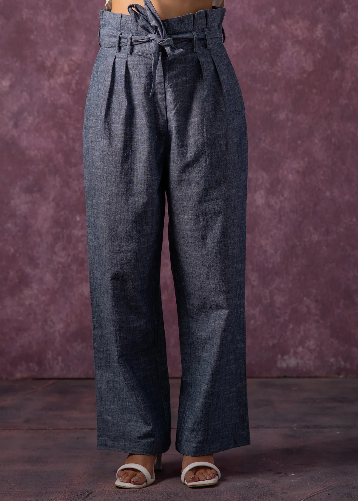 Women's Natural Solid Top with Pant Co-Ord Set with Thread Work