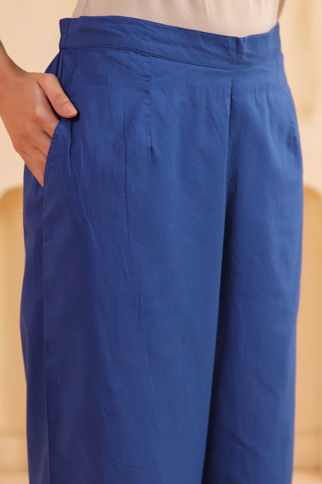 Blue Cotton Embroidered Designer Co Ords Set