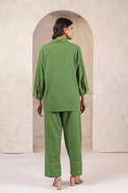 Green Cotton Embroidered Co-Ord Set