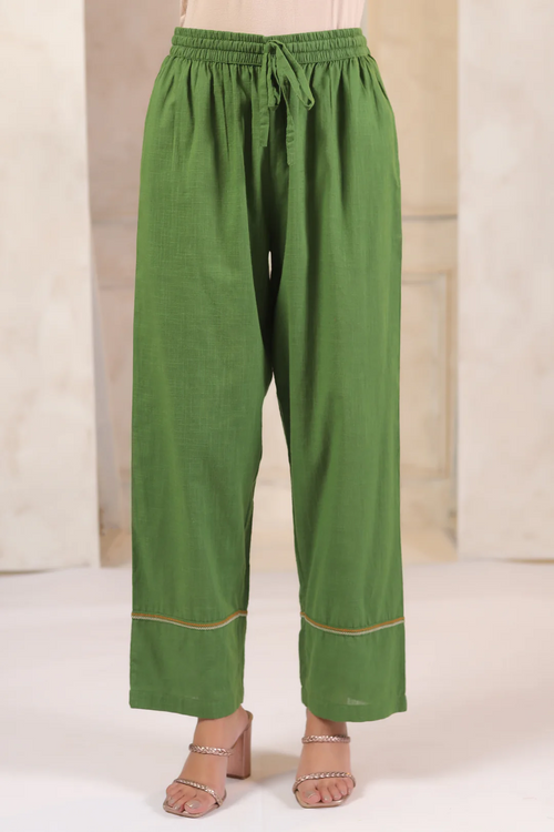 Green Cotton Embroidered Co-Ord Set